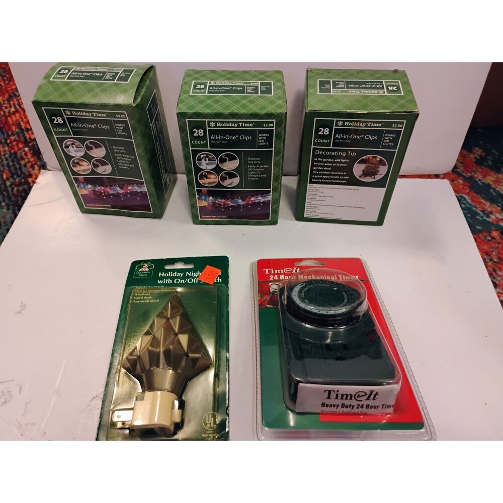 Christmas Light Accessories Lot 3x Holiday Time Clips TimeIt Timer Tree Nightlig